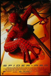 5s1063 SPIDER-MAN advance 1sh 2002 Tobey Maguire climbing building, Sam Raimi, Marvel Comics!