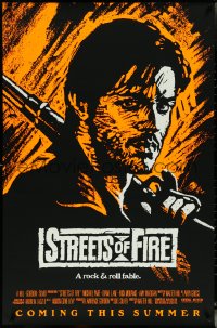 5s1084 STREETS OF FIRE advance 1sh 1984 Walter Hill, Riehm orange dayglo art, a rock & roll fable!