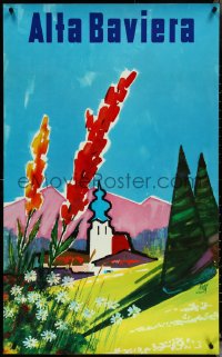 5s0283 ALTA BAVIERA 25x40 German travel poster 1950s Max Hartl art of the Bavarian countryside!