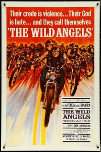 5s1118 WILD ANGELS 1sh 1966 classic art of biker Peter Fonda & sexy Nancy Sinatra on motorcycle!
