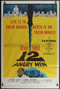 5t0796 12 ANGRY MEN 1sh 1957 Henry Fonda, Sidney Lumet jury classic, life is in their hands