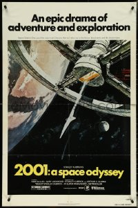 5t0799 2001: A SPACE ODYSSEY 1sh R1980 Stanley Kubrick, art of space wheel by Bob McCall!