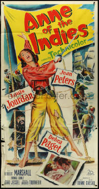 5t0430 ANNE OF THE INDIES 3sh 1951 great art of history's fabulous pirate queen Jean Peters, rare!