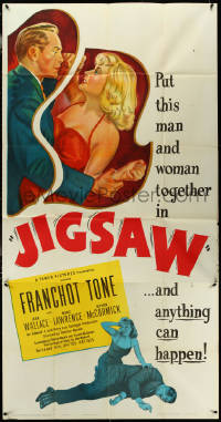 5t0447 JIGSAW 3sh 1949 anything can happen with Franchot Tone & sexy Jean Wallace, ultra rare!