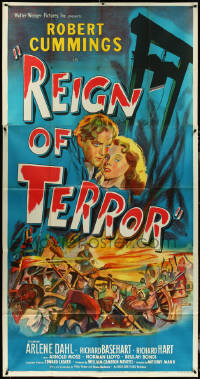 5t0455 REIGN OF TERROR 3sh 1949 cool different art of Bob Cummings & Arlene Dahl, ultra rare!