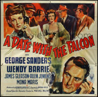 5t0414 DATE WITH THE FALCON 6sh 1941 art of detective George Sanders & Wendy Barrie, very rare!