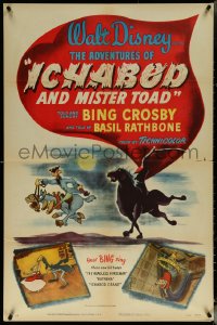 5t0803 ADVENTURES OF ICHABOD & MISTER TOAD 1sh 1949 BING & WALT wake up Sleepy Hollow!