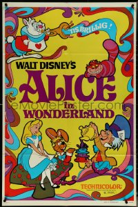 5t0806 ALICE IN WONDERLAND 1sh R1974 Walt Disney, Lewis Carroll classic, cool psychedelic art!