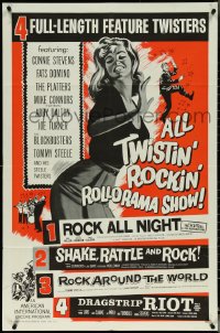 5t0811 ALL TWISTIN' ROCKIN' ROLLORAMA SHOW 1sh 1961 art of sexy dancer, rock & roll quad bill!