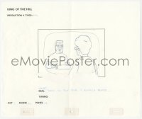 5t0326 KING OF THE HILL animation art 2000s cartoon pencil drawing of Hank Hill facing Peggy!