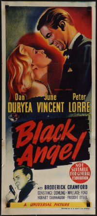 5t0516 BLACK ANGEL Aust daybill 1946 tough guy Dan Duryea and sexy June Vincent, ultra rare!