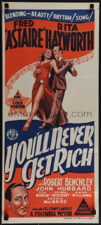 5t0540 YOU'LL NEVER GET RICH 2nd printing Aust daybill 1941 Fred Astaire w/sexy Rita Hayworth!