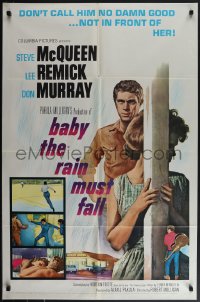 5t0823 BABY THE RAIN MUST FALL 1sh 1965 bad boy Steve McQueen is no damn good for Lee Remick!