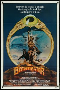 5t0830 BEASTMASTER 1sh 1982 Taylor art of bare-chested Marc Singer & sexy Tanya Roberts!