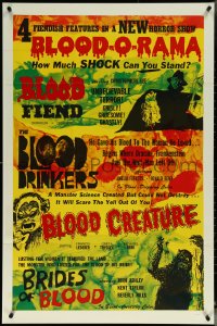 5t0848 BLOOD-O-RAMA 1sh 1960s Blood Fiend, Blood Drinkers & bloody art from horror quad-bill!