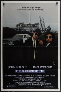 5t0850 BLUES BROTHERS 1sh 1980 John Belushi & Dan Aykroyd are on a mission from God!