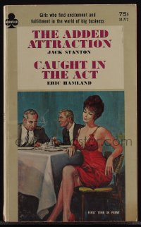 5t1278 ADDED ATTRACTION/CAUGHT IN THE ACT paperback book 1967 girls find excitement in big business!