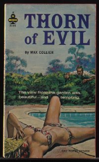 5t1306 THORN OF EVIL paperback book 1962 the view from the garden was tempting, Paul Rader art!