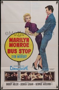 5t0859 BUS STOP 1sh 1956 full-length art of cowboy Don Murray holding sexy Marilyn Monroe!