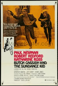 5t0861 BUTCH CASSIDY & THE SUNDANCE KID style B 1sh 1969 Paul Newman, Robert Redford, Ross!