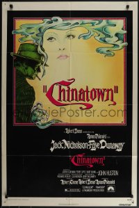 5t0871 CHINATOWN 1sh 1974 Roman Polanski, Jim Pearsall art of smoking Jack Nicholson & Faye Dunaway!