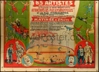 5t0045 CIRQUE ANCILLOTTI PLEGE INCOMPLETE 64x89 French circus poster 1920s great Beauvais art, rare!