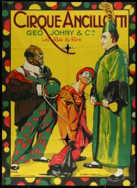 5t0043 CIRQUE ANCILLOTTI PLEGE 44x61 French circus poster 1920s Florit art of 3 clowns, ultra rare!