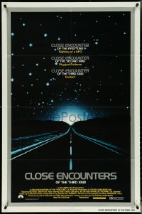5t0877 CLOSE ENCOUNTERS OF THE THIRD KIND 1sh 1977 Spielberg's sci-fi classic, silver border design!