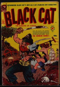 5t0197 BLACK CAT #28 comic book April 1951 Lee Elias cover art of her fighting The Crimson Raider!