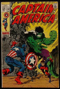 5t0240 CAPTAIN AMERICA #110 comic book February 1969 great cover art with Hulk by Jim Steranko!