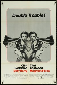 5t0900 DIRTY HARRY/MAGNUM FORCE 1sh 1975 cool mirror image of Clint Eastwood by Philippe Halsman!