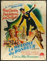5t0136 BLUE SKIES French 1p 1949 Grinsson art of Astaire, Crosby & Caulfield, Irving Berlin, rare!