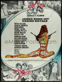 5t0137 CASINO ROYALE French 1p 1967 Bond spy spoof, sexy psychedelic Kerfyser art + photo montage!
