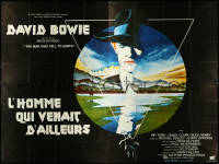 5t0125 MAN WHO FELL TO EARTH French 4p 1976 great art of alien David Bowie, Nicolas Roeg, very rare!