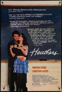 5t0977 HEATHERS 1sh 1989 great image of really young Winona Ryder & Christian Slater!