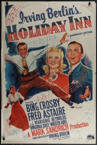 5t0985 HOLIDAY INN 1sh 1942 Fred Astaire, Bing Crosby, Reynolds, Irving Berlin musical, rare!
