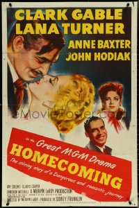5t0987 HOMECOMING 1sh 1948 close up art of Clark Gable & Lana Turner, Anne Baxter, John Hodiak