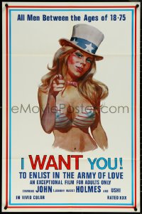 5t0996 I WANT YOU 23x35 1sh 1970 John Holmes, Uschi Digard, Uncle Sam Flagg parody art, unfolded!