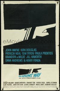 5t0998 IN HARM'S WAY 1sh 1965 Otto Preminger, classic Saul Bass pointing hand artwork!