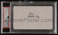 5t1319 BETTIE PAGE slabbed signed 3x5 index card 1980s 1950s cult favorite sends you her love!