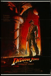 5t1001 INDIANA JONES & THE TEMPLE OF DOOM 1sh 1984 Bruce Wolfe art of Harrison Ford with machete!