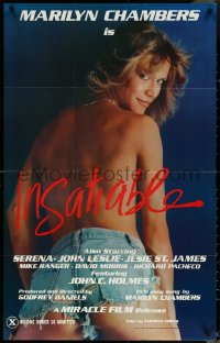 5t1002 INSATIABLE 24x37 1sh 1980 super sexy topless Marilyn Chambers wearing only jean shorts!