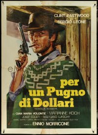 5t0061 FISTFUL OF DOLLARS Italian 1p R1976 Sergio Leone, Casaro art of Clint Eastwood with gun!