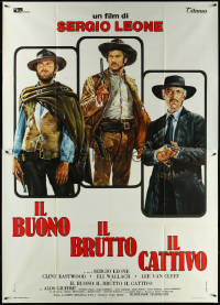 5t0057 GOOD, THE BAD & THE UGLY Italian 2p R1970s Clint Eastwood, Van Cleef, Sergio Leone, cool art!