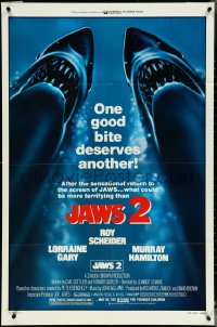 5t1007 JAWS 2 1sh R1980 Roy Scheider, one good bite deserves another, what could be more terrifying!