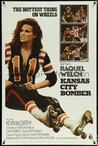 5t1012 KANSAS CITY BOMBER revised 1sh 1972 sexy roller derby girl Raquel Welch, the hottest thing on wheels!