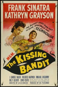 5t1019 KISSING BANDIT 1sh 1948 art of Frank Sinatra playing guitar romancing Kathryn Grayson!