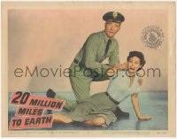 5t0603 20 MILLION MILES TO EARTH LC #5 1957 cop William Hopper & Joan Taylor terrified of monster!