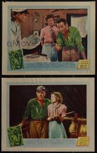 5t0782 AFRICAN QUEEN 2 LCs 1952 Humphrey Bogart explains to officer & w/Katharine Hepburn on boat!