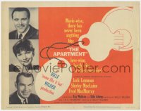 5t0585 APARTMENT TC 1960 Jack Lemmon, Shirley MacLaine, Fred MacMurray, Billy Wilder, key art!